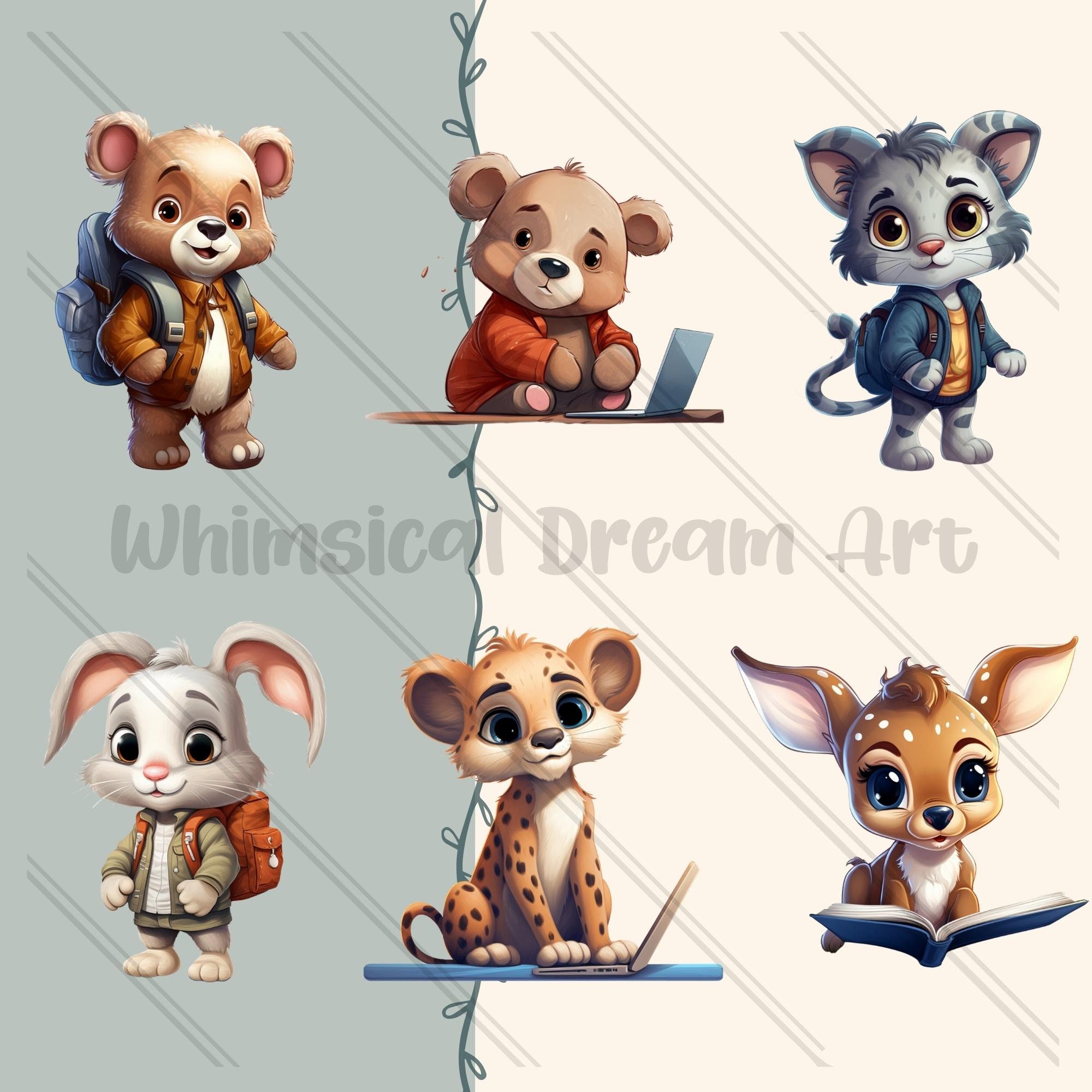 26 Cute Baby School Animals Clipart Watercolor Bundle Jungle - Etsy