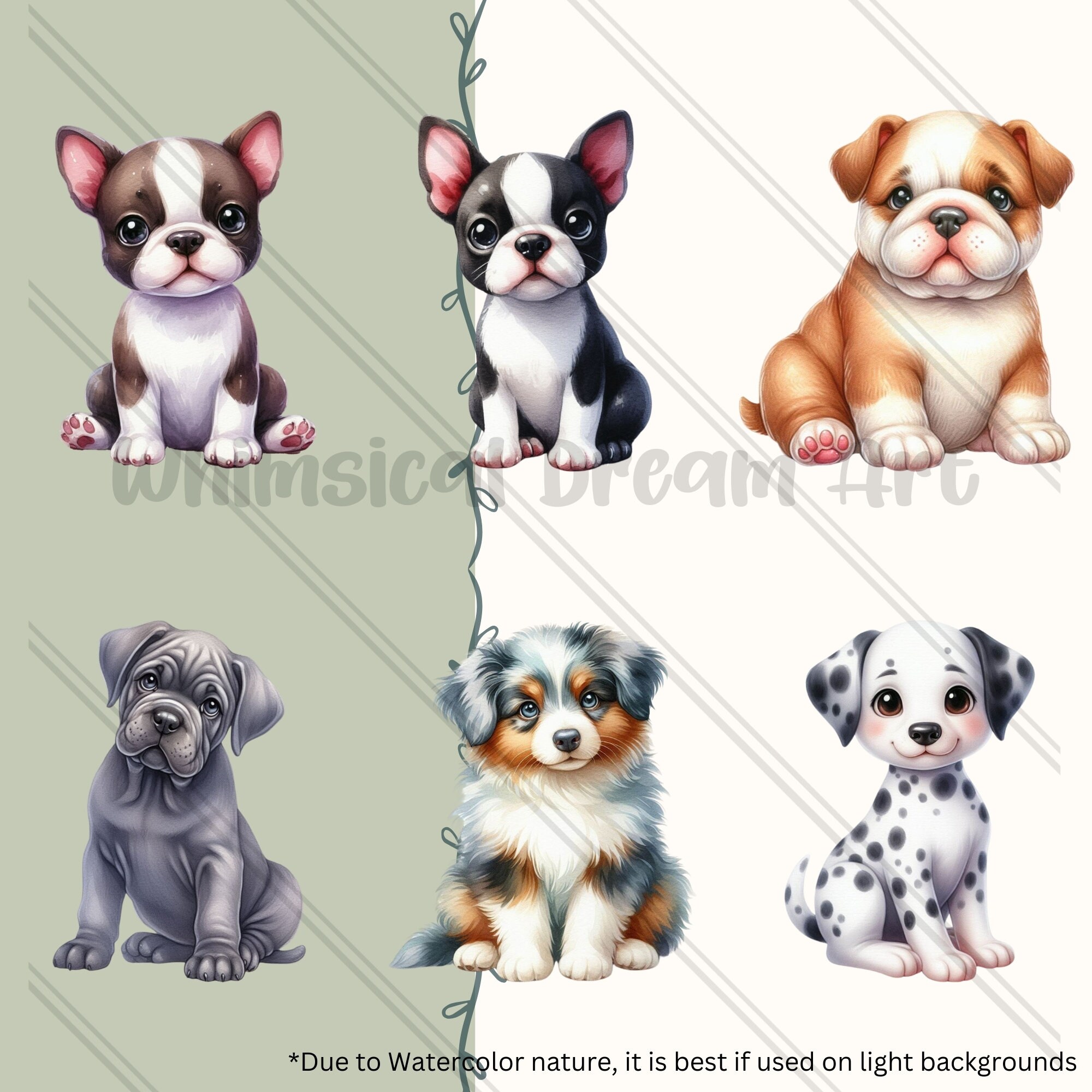 36 Watercolor Cute Puppy Clipart Set ,dog PNG Bundle, Watercolor Images ...