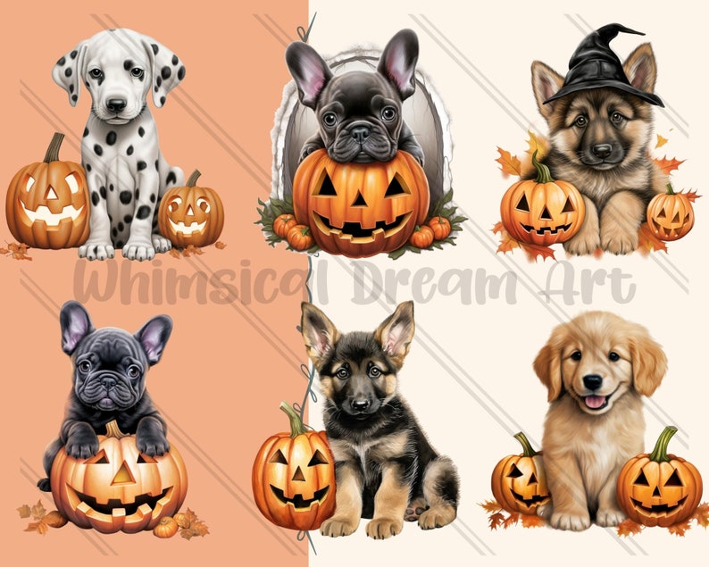 28 Watercolour Halloween Dog Clipart Jack O Lantern, Halloween Cute ...