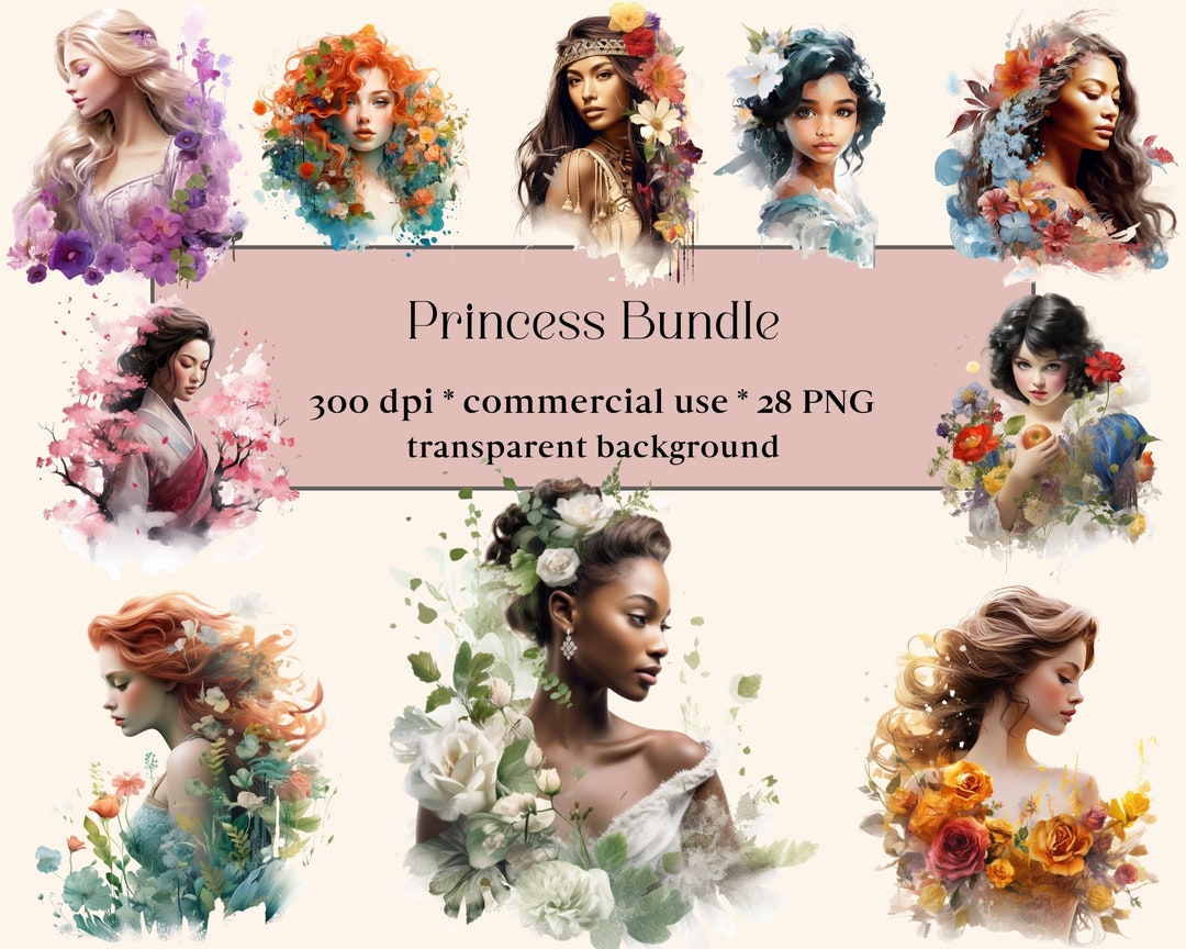 28 PNG Watercolour Princess Clipart Bundle, Fairytale , Fantasy Images ...
