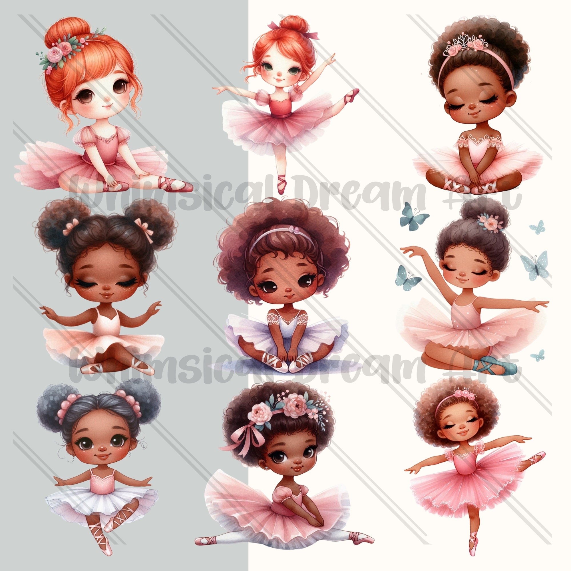 40 Cute Ballerina Watercolor Clipart, Pink Ballerina Bundle, Swan Lake ...