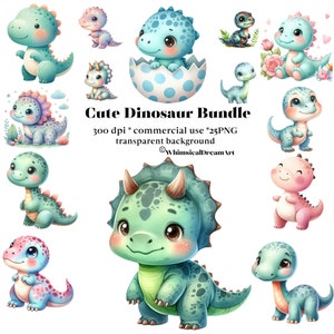 25 aquarel dinosaurussen clipart, Dino thema baby partij printables, schattige dinosaurus illustraties, Dino partij, Dino verjaardagsfeestje decor jongen, T-Rex
