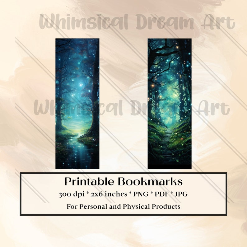 27 Starry Forest Bookmark Designs, Printable Bookmarks Digital Download ...
