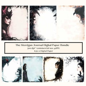 42 The Morrigan Digital Paper, Celestial Dark Goddess, JPG Book of Shadows, Grimoire Backdrop, Junk Journal, Celtic Spell, Witchcraft, Pagan