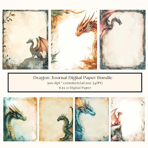 24 ドラゴン ジャンク ジャーナル デジタル ペーパー、JPG インスタント ダウンロード、グリモア バックドロップ、ジャンク ジャーナル、ファンタジー キット、妖精ファンタジー、ヴィンテージ パステル