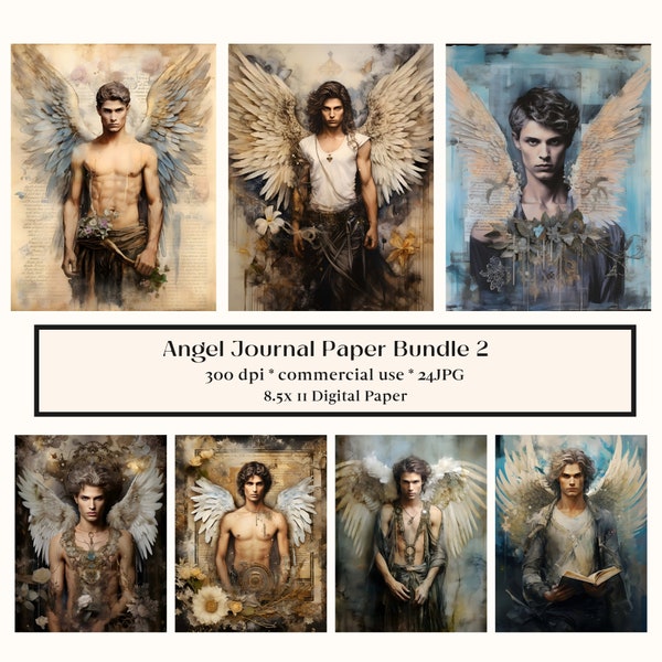 24 Angel Digital Paper, Heavenly Angel ,Paper, File Folders, Pockets, Kit, Digital, Printable, Junk Journal, Collage, Scrapbook, Ephemera