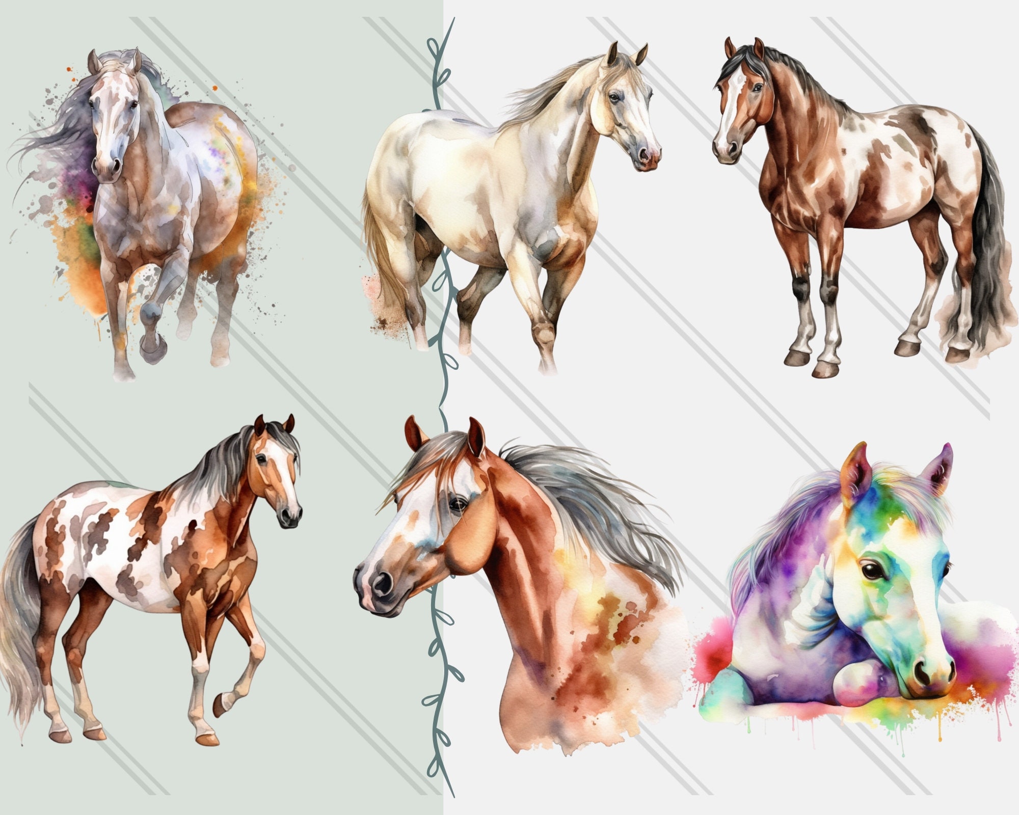 25 Horse PNG Collection Horse Clipart Set Watercolor Horse - Etsy