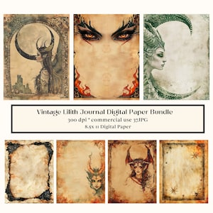 37 Lilith Digital Journal Paper, Celestial Dark Goddess, Buch der Schatten, Grimoire Hintergrund, Junk Journal, Keltische Zauber, Hexerei, Pagan