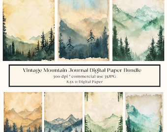 35 Mountain Junk Journal Printable Pages, Printable Hiking Junk Journal Pages, Forest Junk Journal Kit, Instant Download, Ephemera, Diary