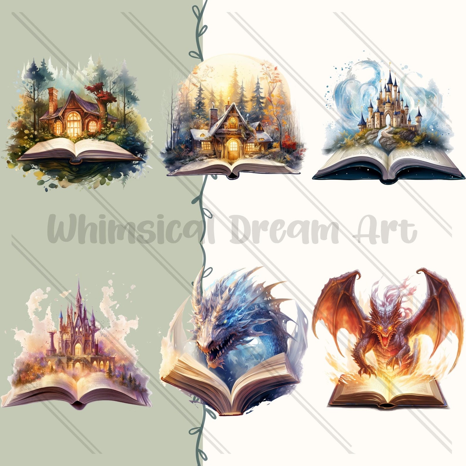 24 PNG Watercolor Fantasy Books Clipart Open Book Clip Art - Etsy