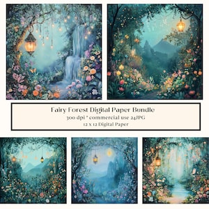 24 Fairy Forest Paper Bundle, Fantasy Junk Journal, Whimsical Forest Collage Paper, Enchanted Magical Woodland, Fantasy Scrapbook Ephemera