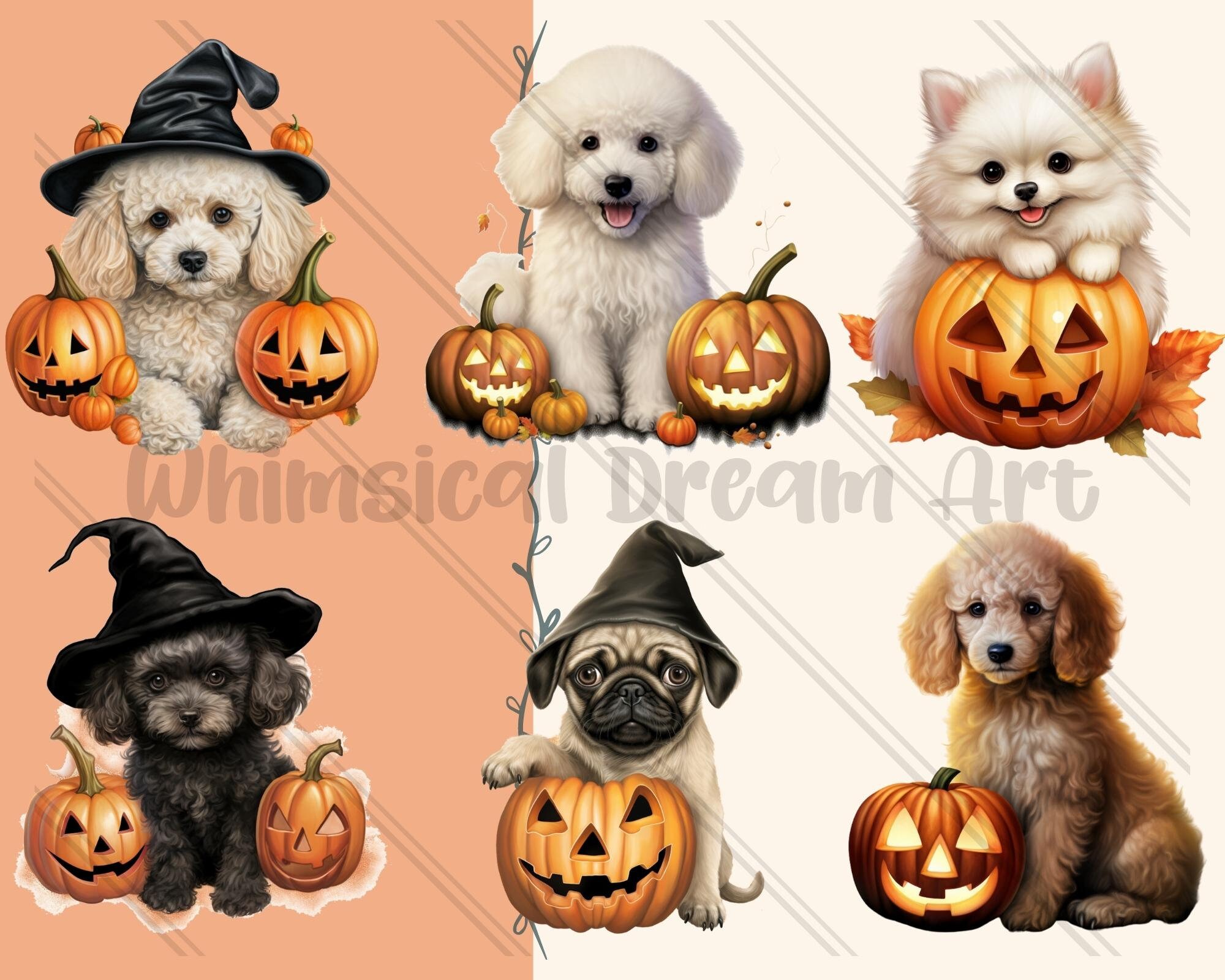 28 Watercolour Halloween Dog Clipart Jack O Lantern, Halloween Cute ...