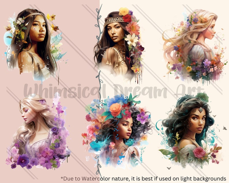 28 PNG Watercolour Princess Clipart Bundle, Fairytale , Fantasy Images ...
