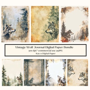 29 Wolf Junk Journal Printable Pages, Printable Junk Journal Pages, Forest Wolves Junk Journal Kit, Instant Download, Ephemera, Diary