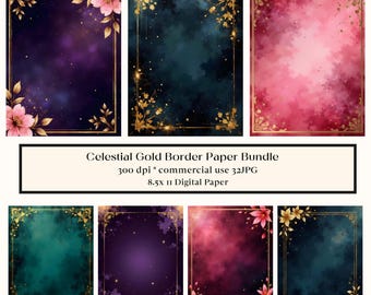 32 Starry Haze, papier journal en filigrane, impression cosmique céleste, pages de journal indésirable, ciel galaxie, papier imprimable vintage, shower de mariage