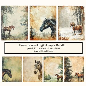 36 pages imprimables de journal indésirable cheval, pages imprimables de journal indésirable, kit de journal indésirable chevaux de la forêt, téléchargement immédiat, éphémères, journal intime