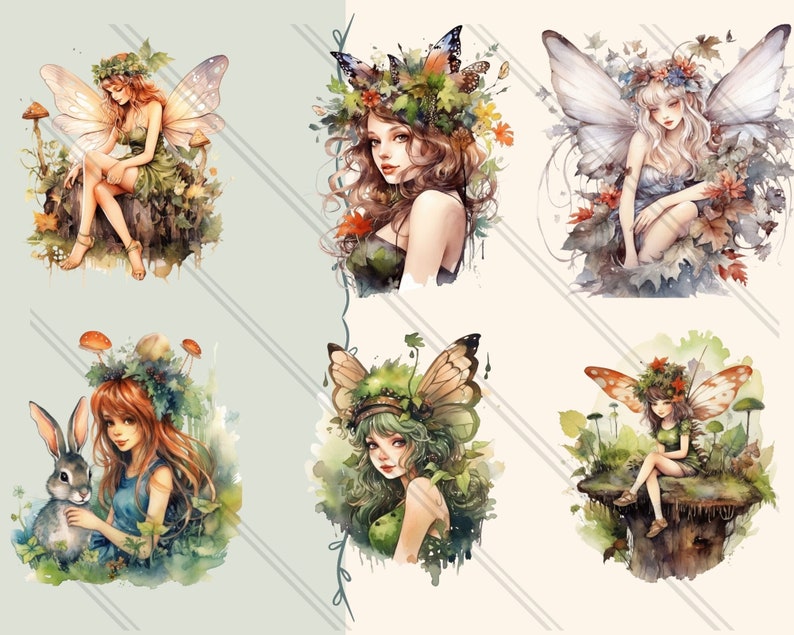 24 PNG Watercolor Forest Fairy Clipart Beautiful Fairies - Etsy