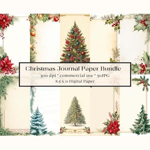 30 Christmas Junk Journal Pages, Digital Scrapbook Paper Kit, Winter Holiday Collage Sheet, Vintage Ephemera, Festive Printable Prints