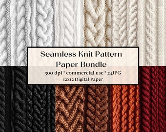 24 Carta per diario spazzatura con texture lavorata a maglia senza cuciture, Carta lavorata a maglia Documenti digitali stampabili Scrapbooking Carta ripetibile con motivo senza cuciture marrone Boho