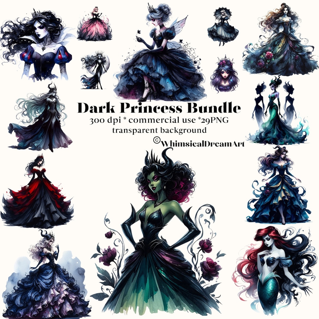 29 Watercolor Gothic Princess Clipart, Beautiful Princess Bundle ...