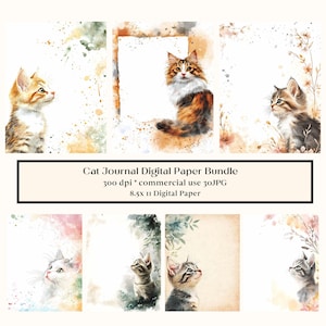 30 Cat Journal Digital Paper, cat scrapbook pages, patterns, kittens, pets, animals, kitty, background instant download, vintage