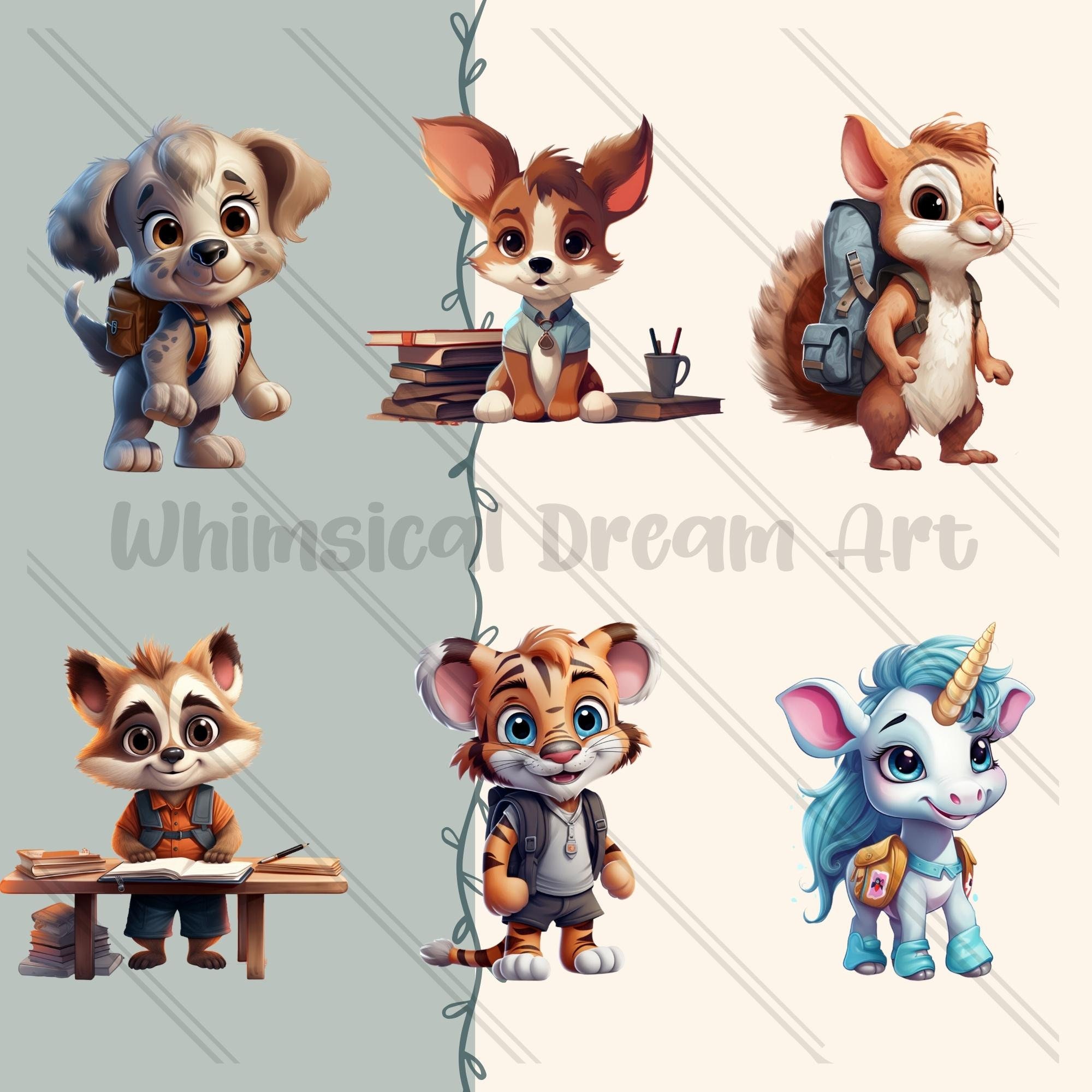 26 Cute Baby School Animals Clipart Watercolor Bundle Jungle - Etsy