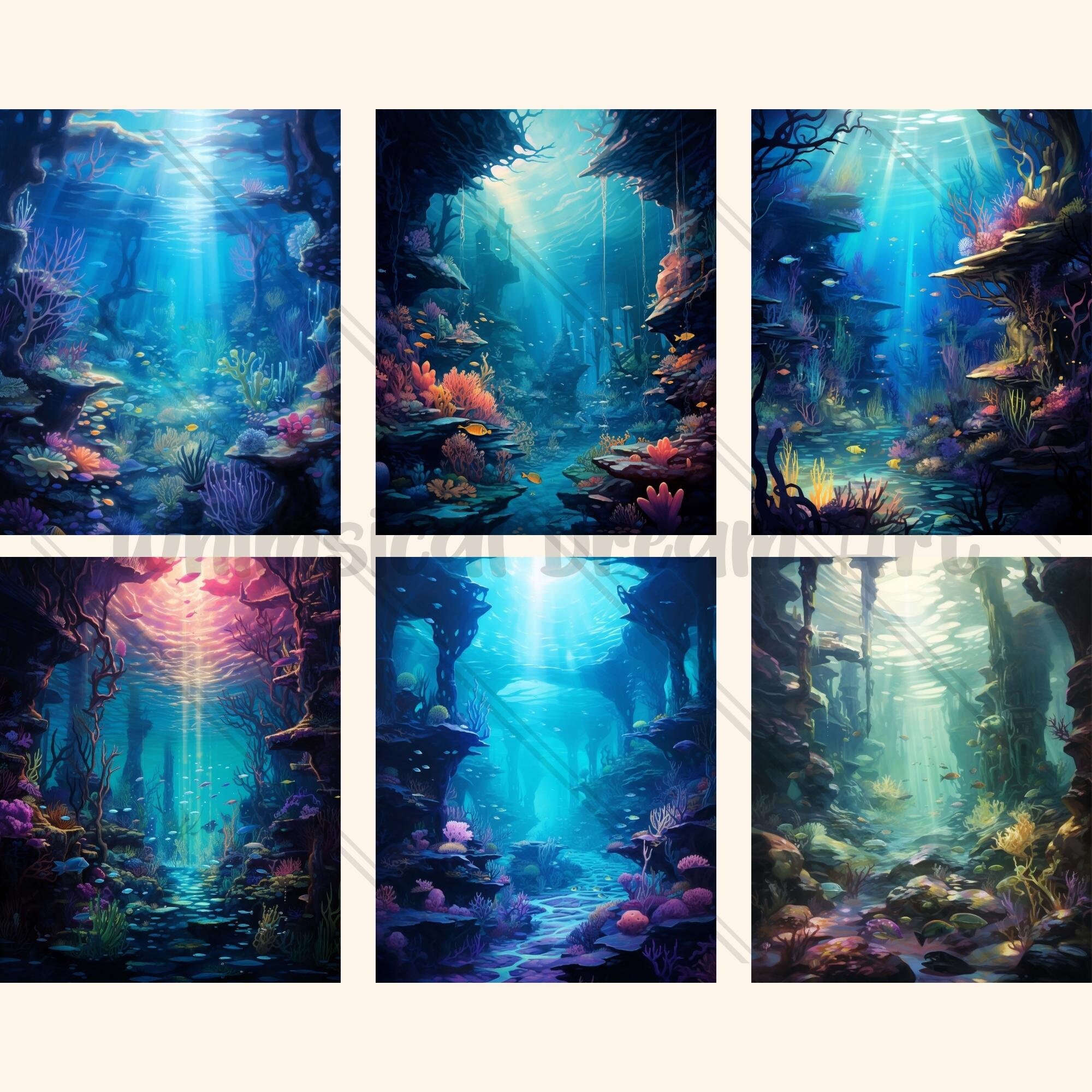 24 Enchanted Underwater Digital Paper, Under the Sea Background, Nature ...