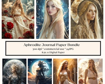 24 Aphrodite Digital Paper, Celestial Goddess, JPG for Book of Shadow, Grimoire Backdrop, Junk Journal, Greek Mythology, Witchcraft Pagan