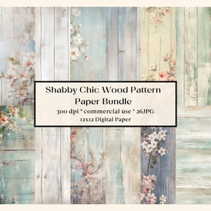 26 carta per diario con struttura in legno Shabby Chic, diario spazzatura, documenti, floreale, rosa, rosa, vintage, matrimonio, album di ritagli, download digitale stampabile