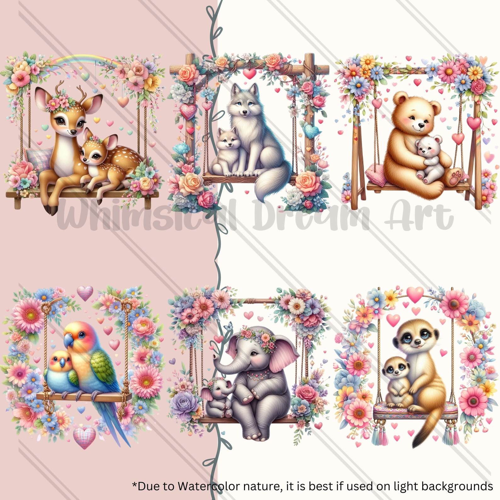 24 Mother & Baby Animal Swinging PNG Collection, Baby Animals, Cute ...