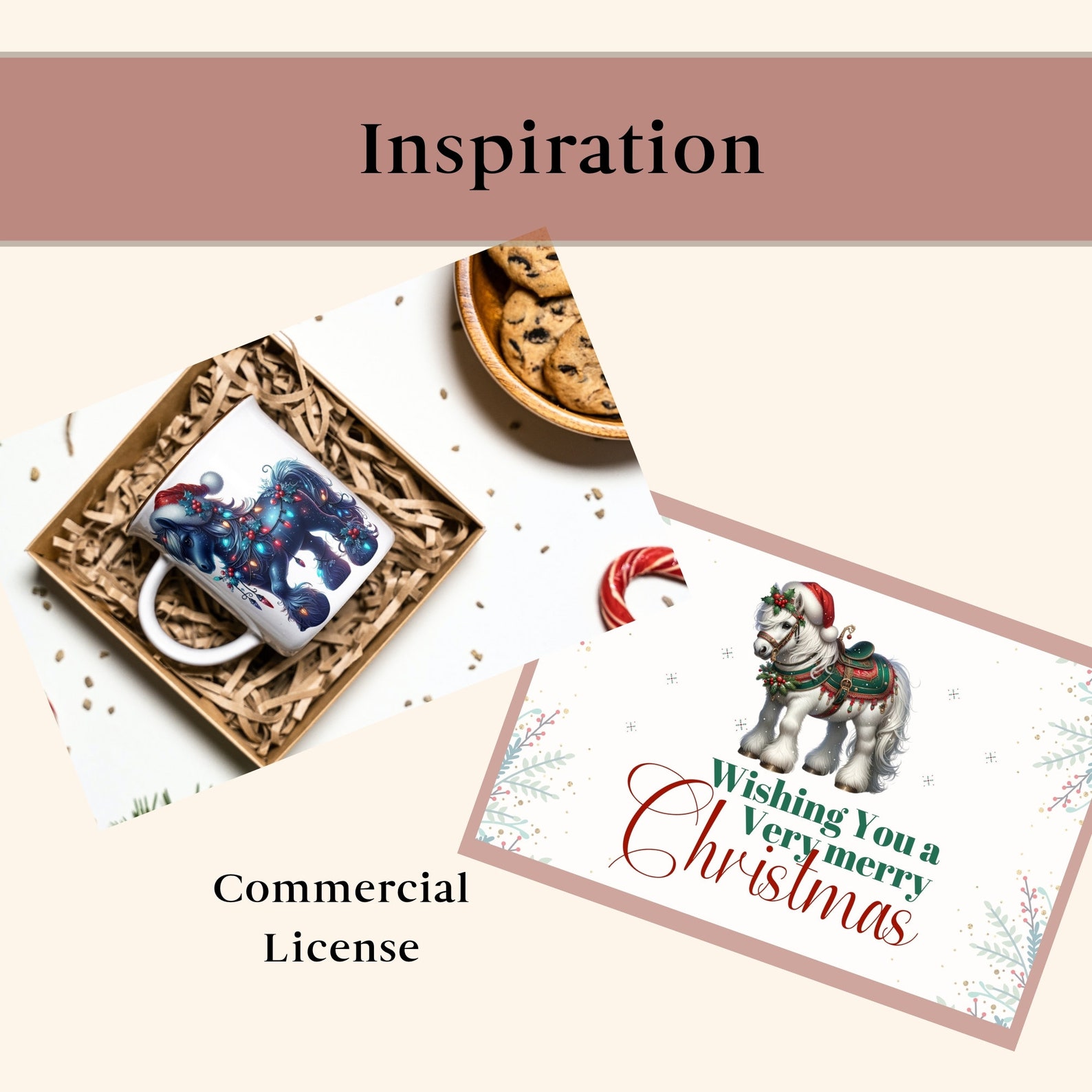 27 Christmas Ponies PNG Collection, Horse Clipart Set, Watercolor Horse ...