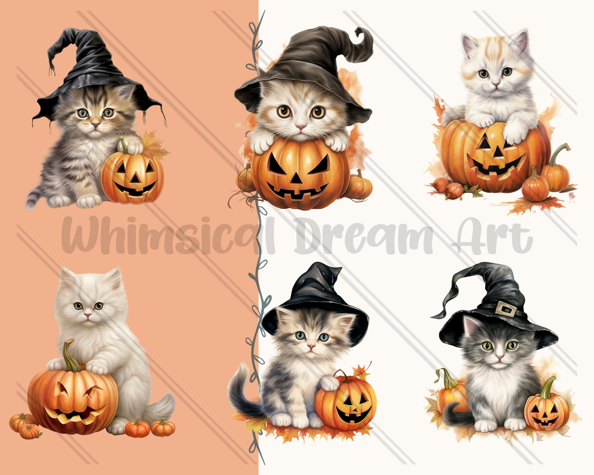 24 Watercolour Halloween Cat Clipart Jack O Lantern, Halloween Horror ...
