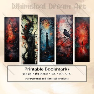 21 Dark Fantasy Bookmark Designs, Printable Digital Download, Sublimate ...