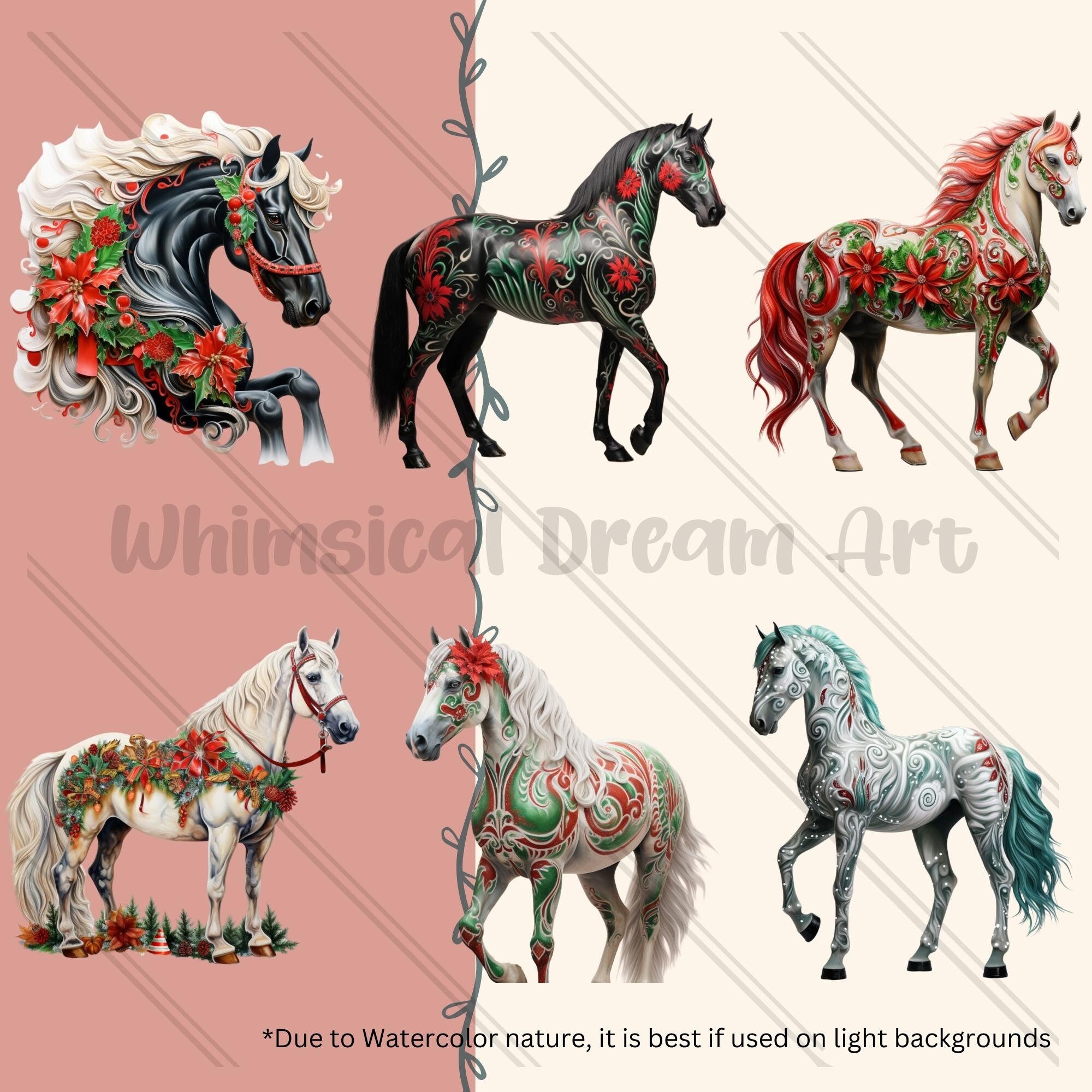 28 Christmas Horse PNG Collection, Horse Clipart Set, Watercolor Horse ...