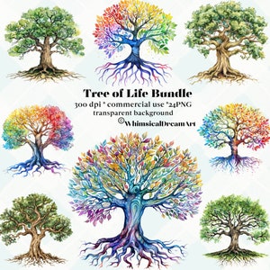 24 Aquarelle arbre de vie PNG, Clipart vieil arbre mystique, dessins d'arbres complexes, arbre mystique, arbre généalogique, racine naturelle, usage commercial