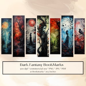 21 Dark Fantasy Bookmark Designs, Printable digital download, Sublimate, print and cut, Bookmark Bundle, Forest, Magical, Gothic, Grunge