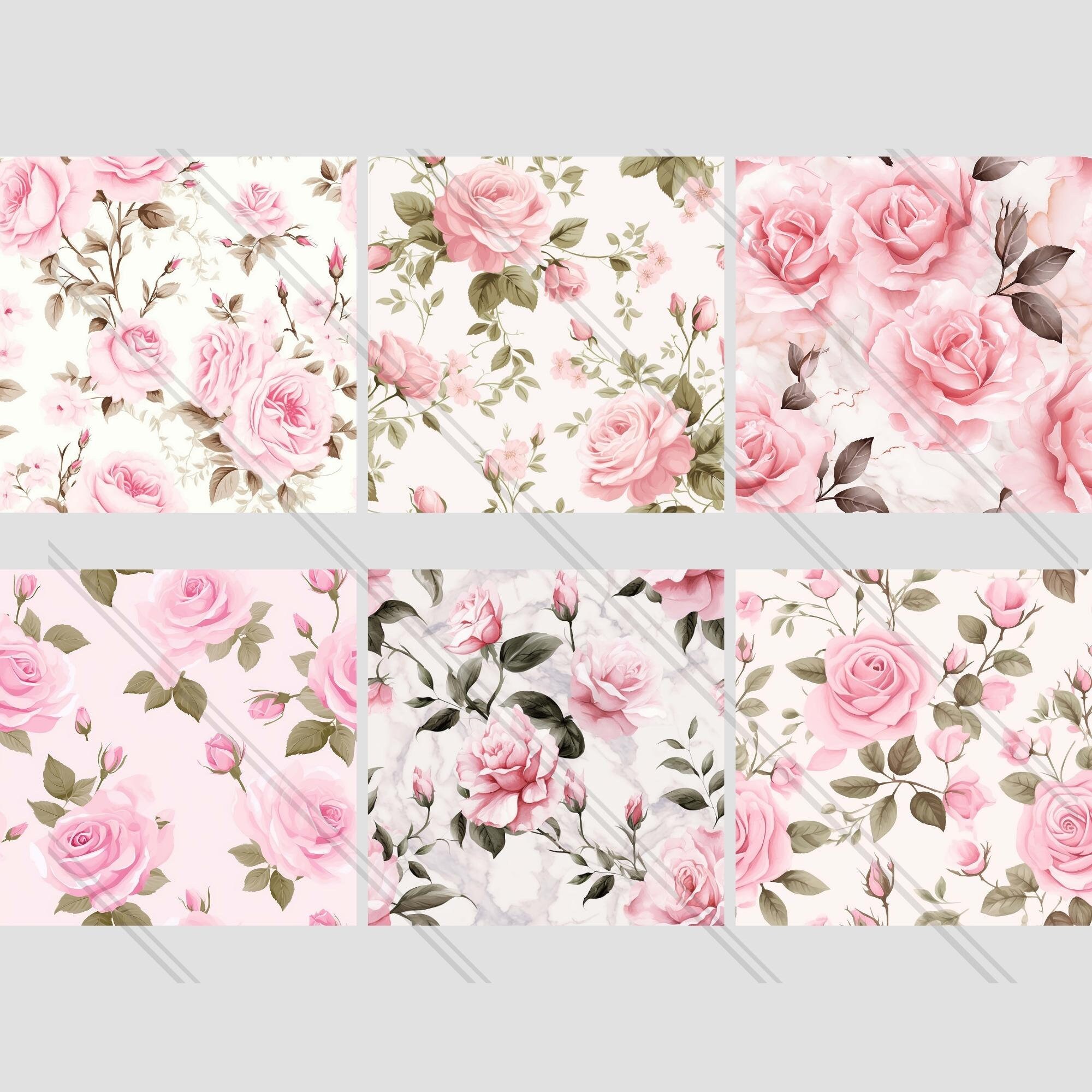 29 Pink Rose Paper, Pastel Pink Floral Digital Download Paper, Blush ...