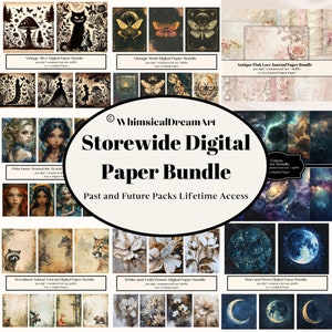 ENORME digitale papierbundel, vintage ephemera, junk journal kit, plakboekpapier, regenboogaquarel, galaxy papier, onbeperkte levenslange toegang