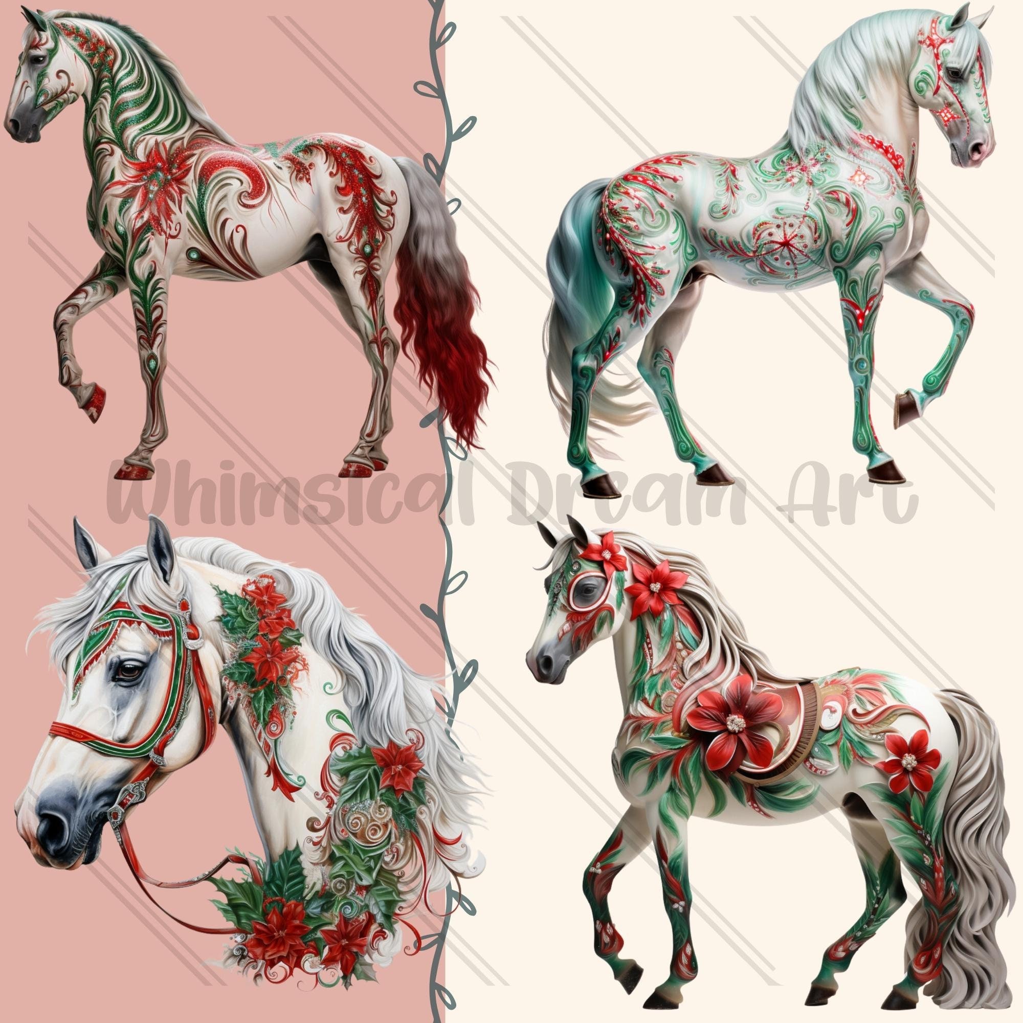 28 Christmas Horse PNG Collection, Horse Clipart Set, Watercolor Horse ...