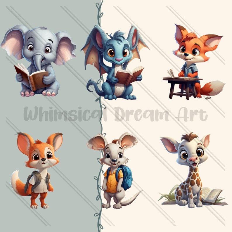 26 Cute Baby School Animals Clipart Watercolor Bundle Jungle - Etsy
