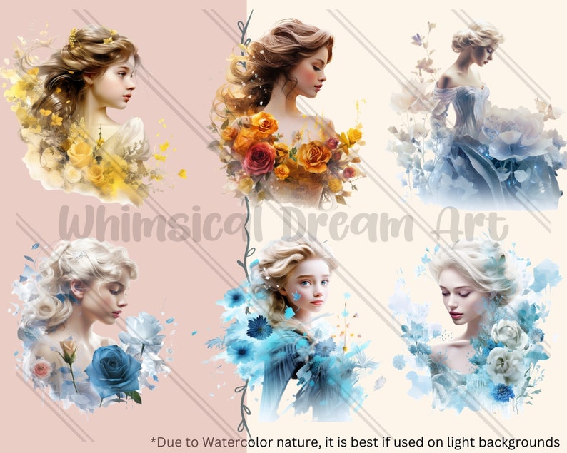 28 PNG Watercolour Princess Clipart Bundle, Fairytale , Fantasy Images ...
