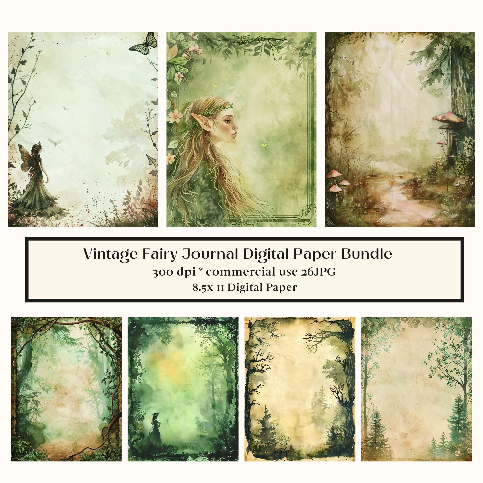 26 Fantasy Fairy Digital Paper, Fairy Background, Enchanted Mushroom ...