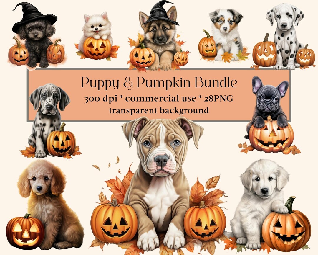 28 Watercolour Halloween Dog Clipart Jack O Lantern, Halloween Cute ...