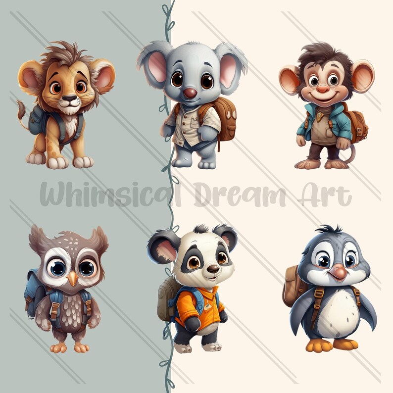 26 Cute Baby School Animals Clipart Watercolor Bundle Jungle - Etsy