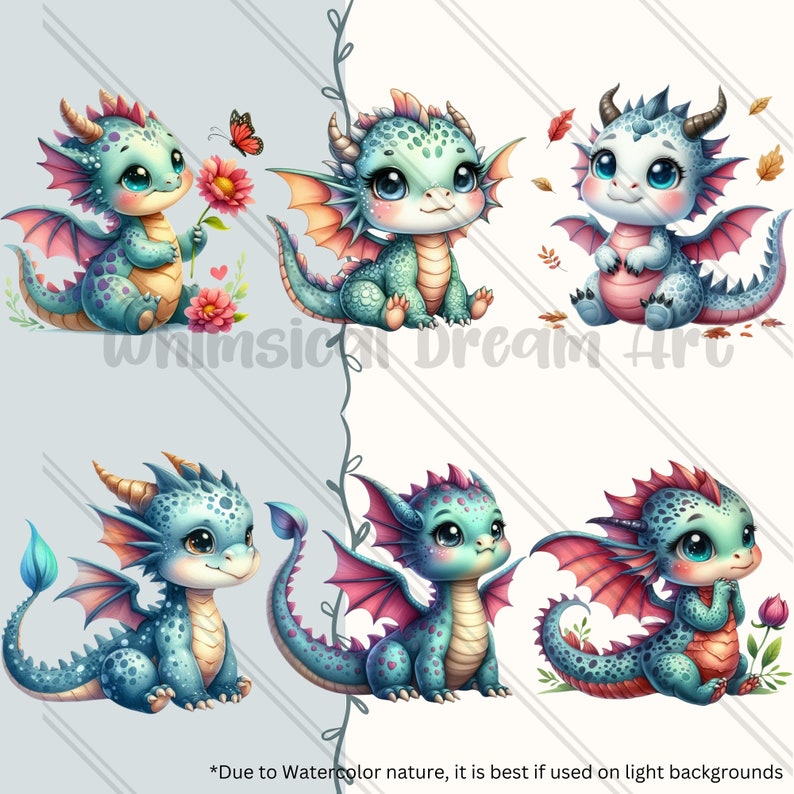 36 PNG 水彩かわいいドラゴン クリップアート、ドラゴン画像、かわいいドラゴン、かわいい動物、ファンタジー、カード作成、スクラップブック、ジャンク ジャーナル、工芸品 画像 7