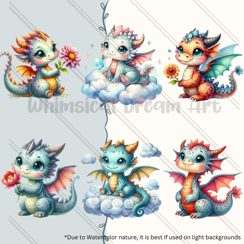 36 PNG 水彩かわいいドラゴン クリップアート、ドラゴン画像、かわいいドラゴン、かわいい動物、ファンタジー、カード作成、スクラップブック、ジャンク ジャーナル、工芸品 画像 5