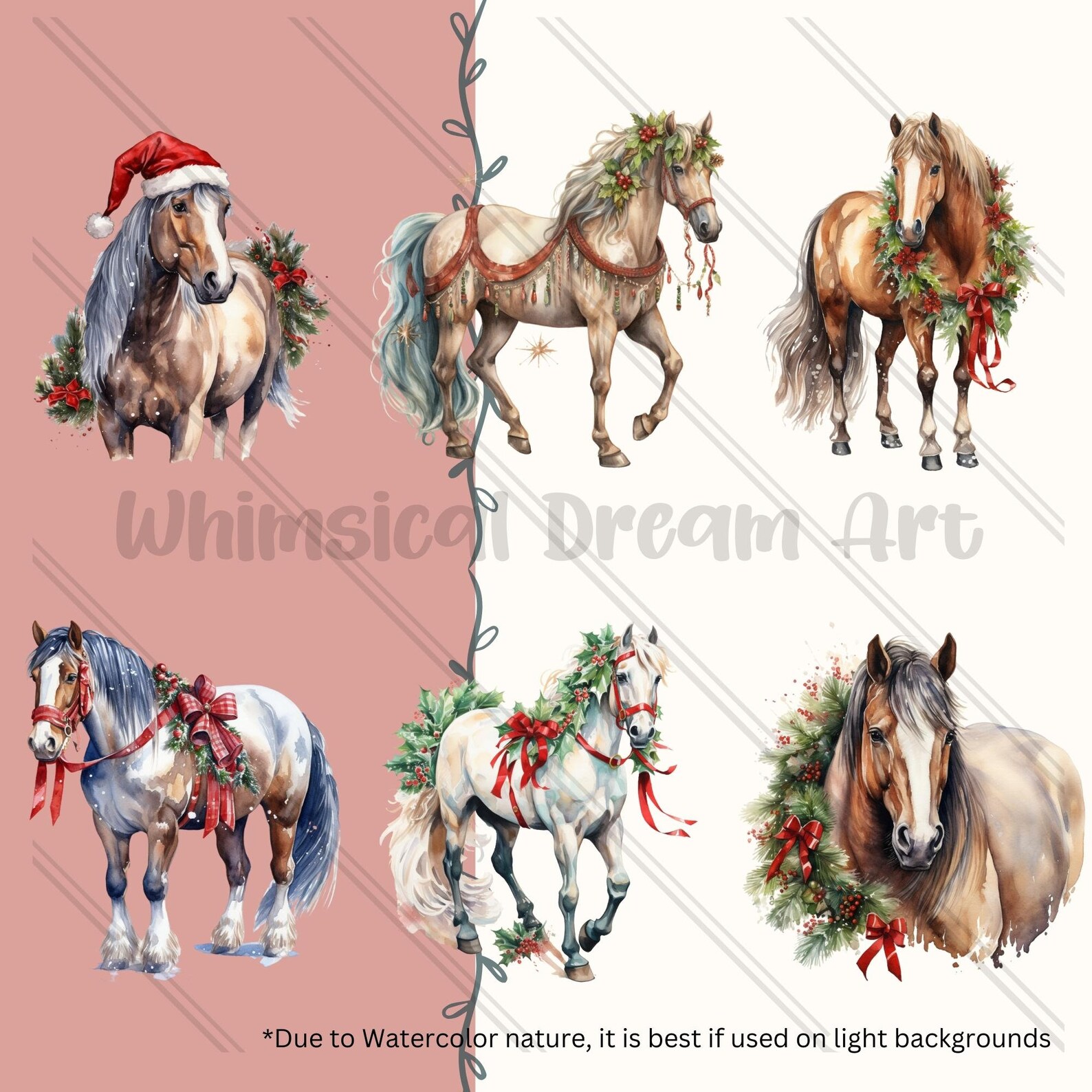29 Christmas Horse PNG Collection, Clipart Set, Watercolor Sublimation ...