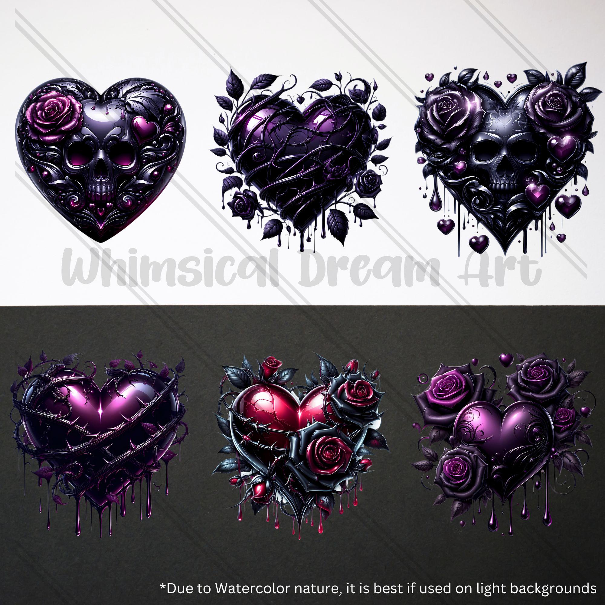 33 Gothic Heart Clipart, Dark Romance, Gothic Clip Art, Dark Heart