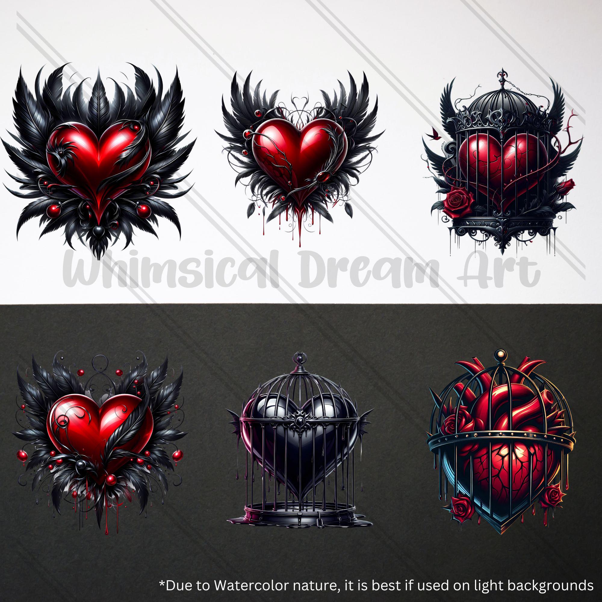33 Gothic Heart Clipart, Dark Romance, Gothic Clip Art, Dark Heart