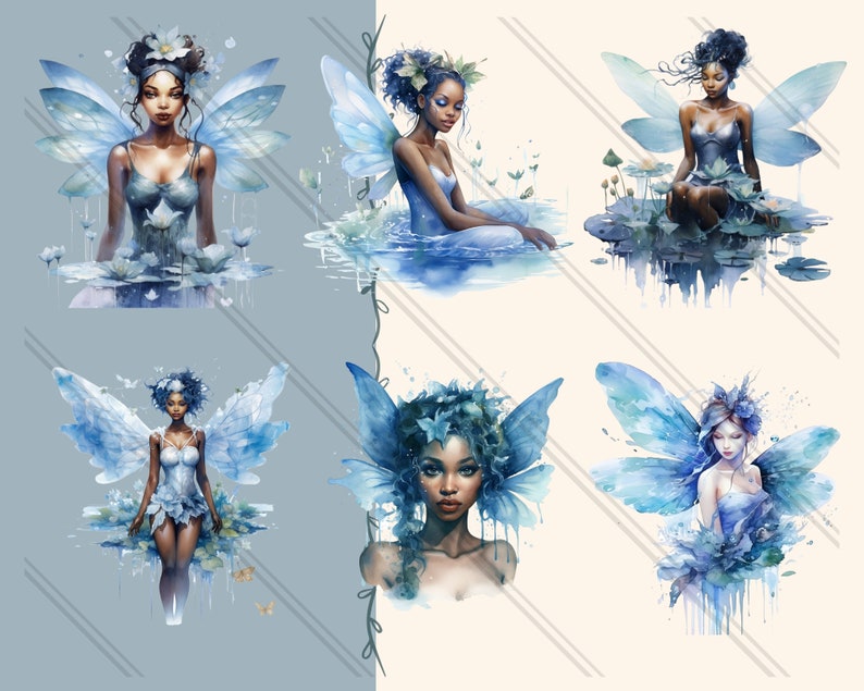 24 PNG Watercolor Water Fairy Clipart Beautiful Fairies - Etsy